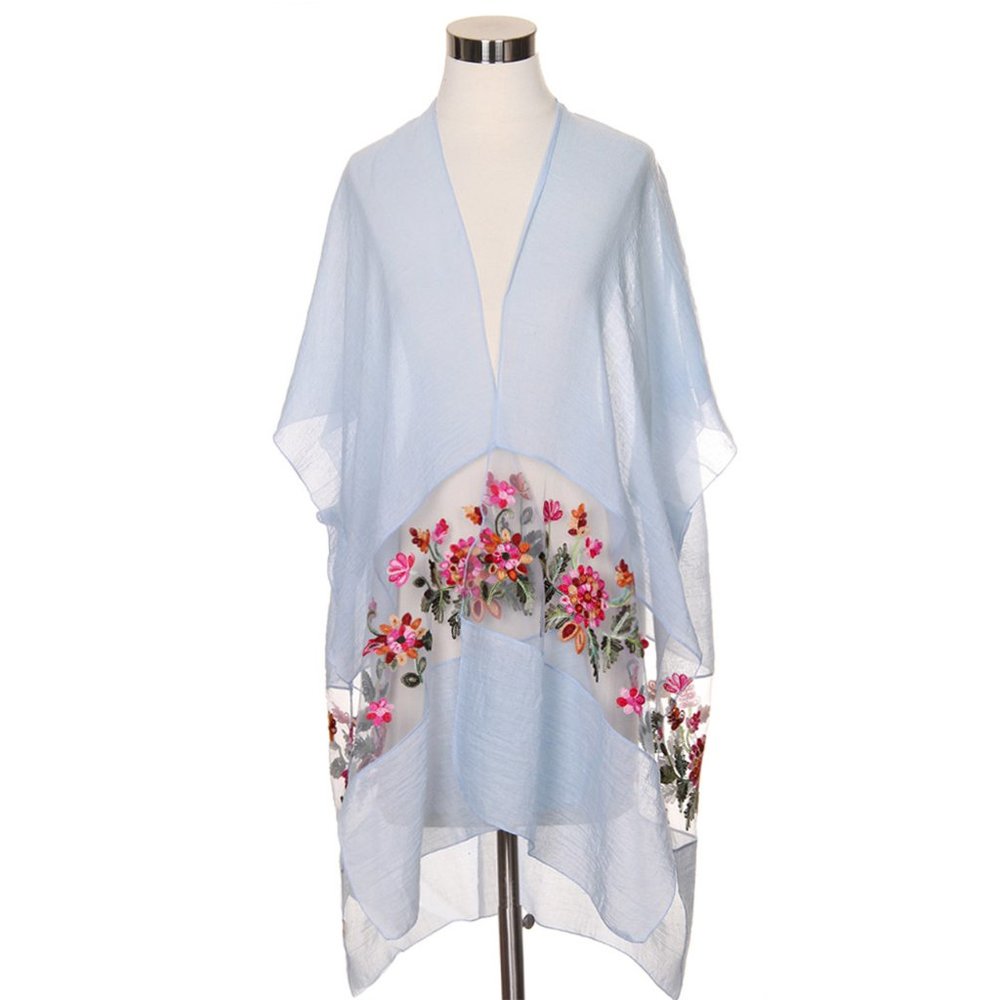LOF Elegant Sheer Flower Embroidered Cover Up